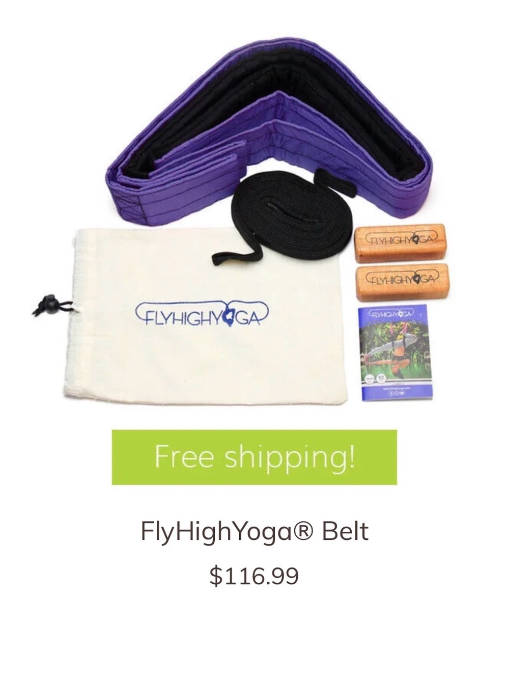 Purple Aerial Yoga Belt with Accessories